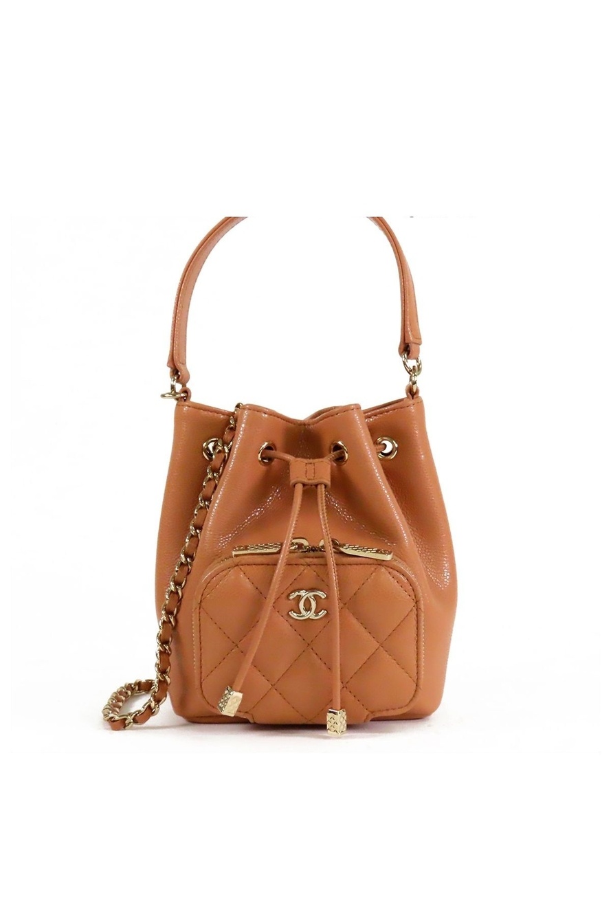 Chanel Chain Clutch Pink Beige Shiny Calfskin 2-Way